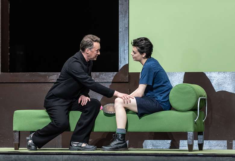 Edgaras Montvidas as Tito and Emily D'Angelo as Sesto in La Clemenza di Tito, The Royal Opera.