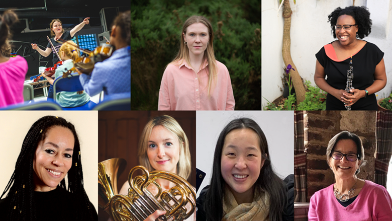 (from top l, clockwise) Lucy Maguire, Beth Higham-Edwards, Uchenna Ngwe, Rosie Benneyworth, Christine Wu, Letty Stott, Kadiatu Kanneh-Mason