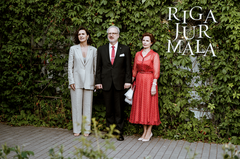 Čulkstēna (left) with the president of Latvia, Egils Levits and Andra Levite, first lady of Latvia