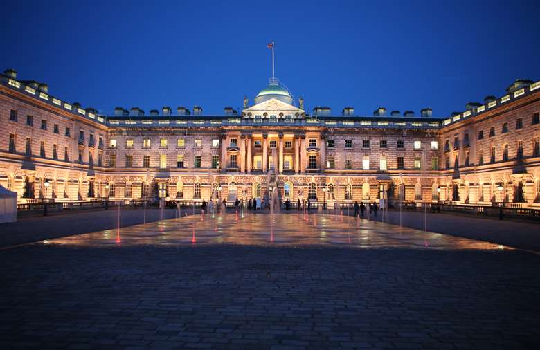 The Edmond J. Safra Fountain Court at night © Somerset House