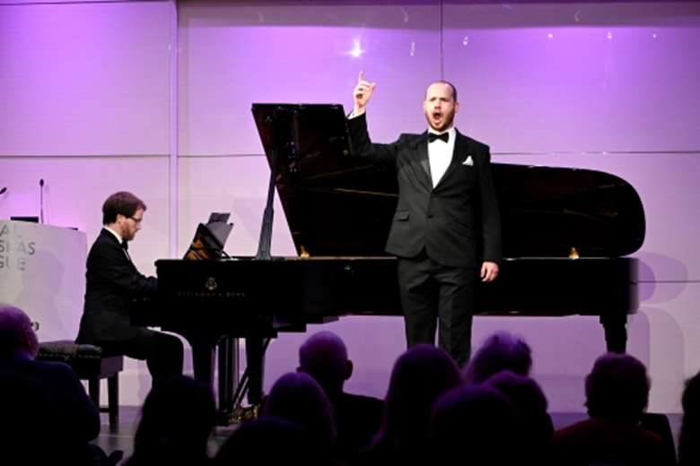 James Atkinson winner of the Solo Singers section final performed with Chad Vindin, ROSL's 2016 collaborative piano award winner