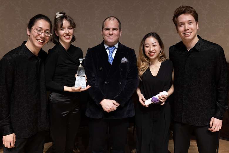 Leonkoro Quartet with Wigmore Hall Director John Gilhooly © Ben Ealovega