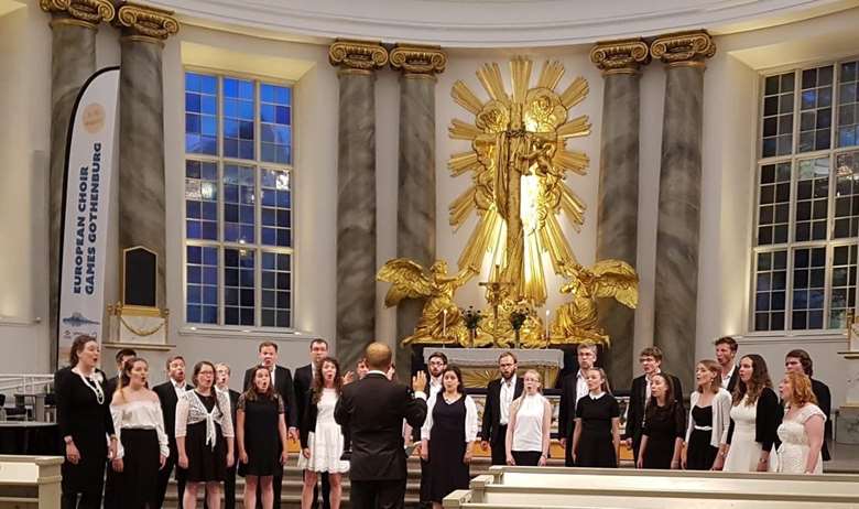 The London Oriana Choir will be joined by the Southern Spirit Singers, pictured above at the 2019 European Choir Games in Gothenburg where the choir won four gold medals