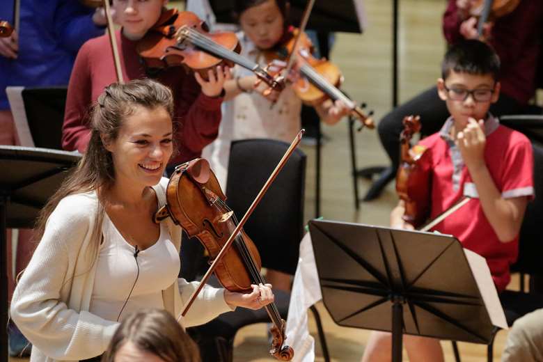 Nicola Benedetti performs at the Benedetti Foundation's in-person Saffron Walden Sessions in 2021 © Sara Platt