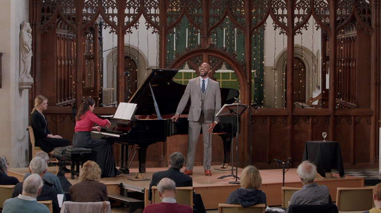 Pianist Deirdre Brenner (left) and tenor Joshua Stewart (right) perform in Holywell Music Room at Oxford Lieder Festival 2021