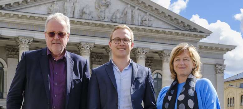 (Left to right) Intermusica founder and CEO Stephen Lumsden, new senior artist manager Dennis Gerlach and head of artist managemen Bridget Emmerson, in Munich © Sittig Fahr-Becker