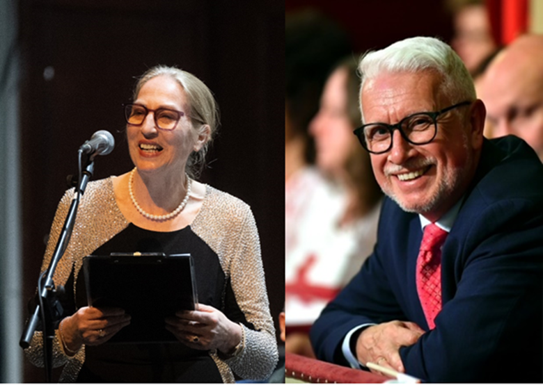 (Left to right) Royal College of Music's Professor Vanessa Latarche and former director of the BBC Singers, Symphony Orchestra and Chorus, Paul Hughes