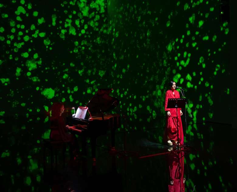 Yana Mann performs at the Theatre of Digital Art Dubai (Image courtesy of Yana Mann)