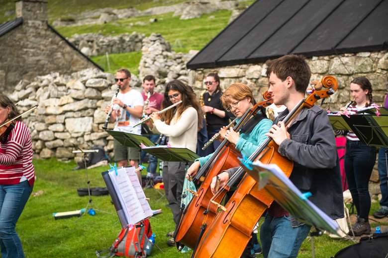 The Nevis Ensemble perform on the Scottish islands of St Kilda ©Tommy Ga-Ken Wan