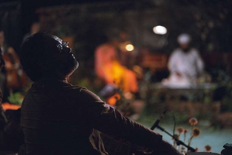 Composer Shahbaz Hussain performs his Taal Yatra: journey of rhythm for Light Night Leeds 2022 ©Tom Arber