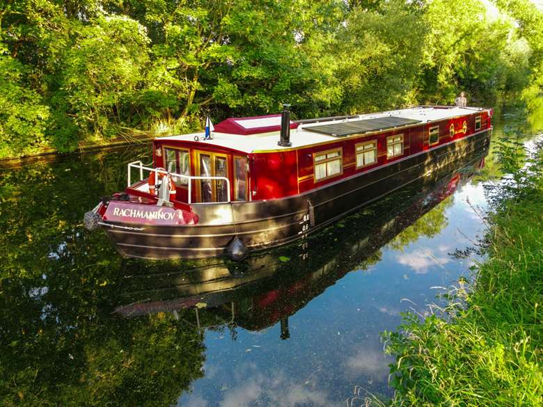 The Piano Boat combines Henderson and Tayama's passion for Britain's canals with their musical training (image courtesy of The Piano Boat)