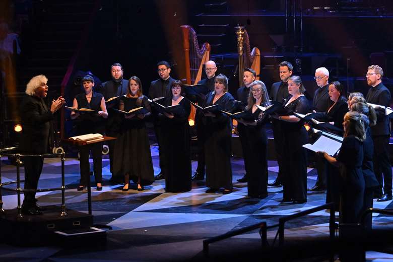 The BBC Singers open Sir Simon Rattle’s final UK performance as music director of the LSO with a performance of Poulenc’s Figure Humaine (Prom 56) © Mark Allan