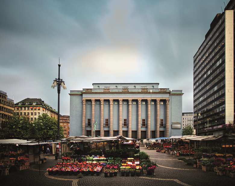 A bolt from the blue: The venue’s azure façade is the focal point of Stockholm’s Hötorget (Haymarket) © Mats Lundqvist
