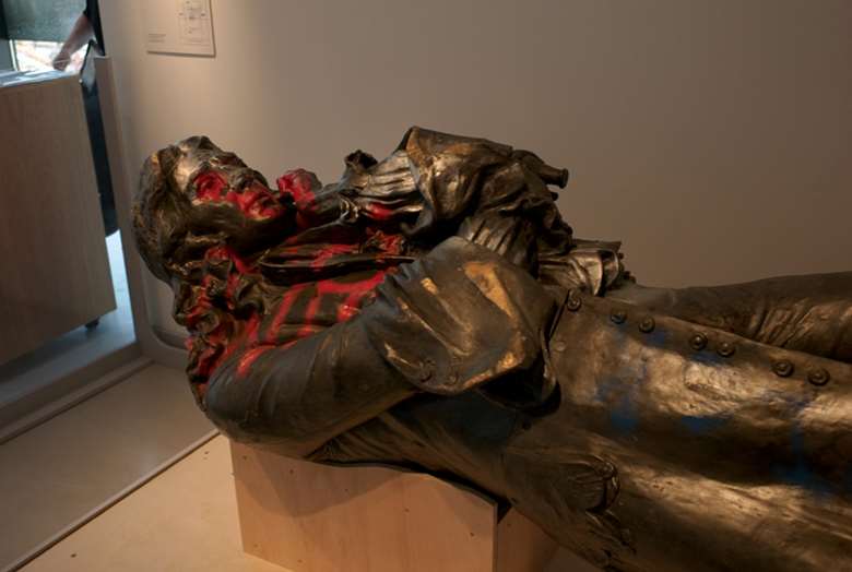 The felled statue of Bristol-born merchant and trans-Atlantic slave trader Edward Colston now resides in M Shed's Bristol People gallery as part of a display about the history of protest in Bristol © Wikimedia Commons