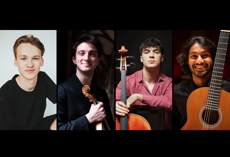 New faces (L-R): pianist Kasparas Mikužis, violinist Matteo Cimatti, cellist Petar Pejčić and guitarist Samrat Majumder